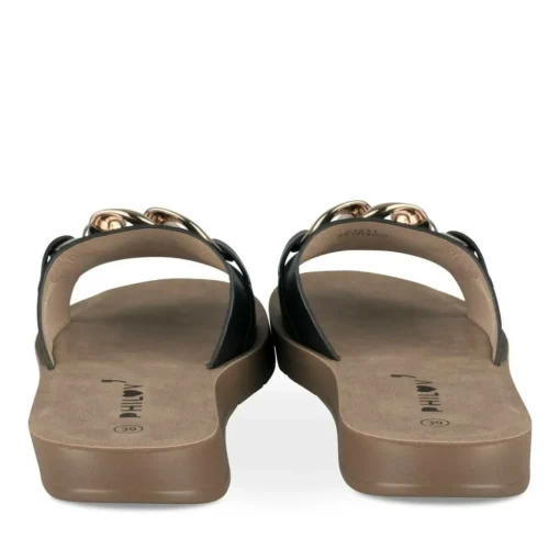 Mules NOIR Femme Motif Chaîne A Enfiler