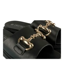 Mules NOIR Femme Motif Chaîne A Enfiler