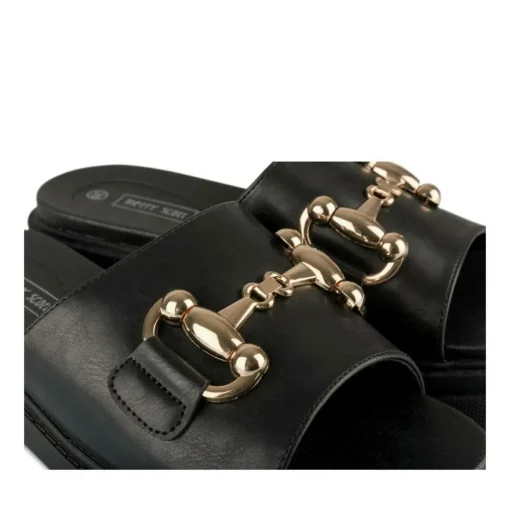 Mules NOIR Femme Motif Chaîne A Enfiler