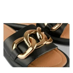 Mules NOIR Femme Motif Chaîne A Enfiler