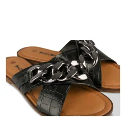 Mules NOIR Femme Motif Chaîne A Enfiler
