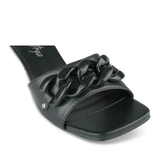 Mules NOIR Femme Motif Chaîne A Enfiler