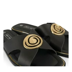 Mules NOIR Femme Motif Chaîne A Enfiler
