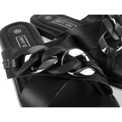 Mules NOIR Femme Motif Chaîne A Enfiler