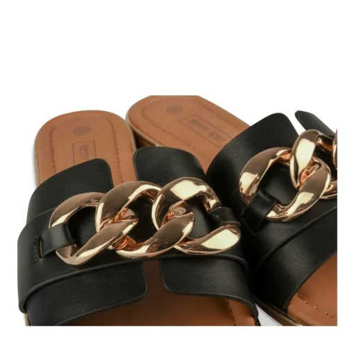Mules NOIR Femme Motif Chaîne A Enfiler