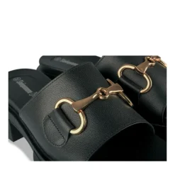 Mules NOIR Femme Motif Chaîne A Enfiler