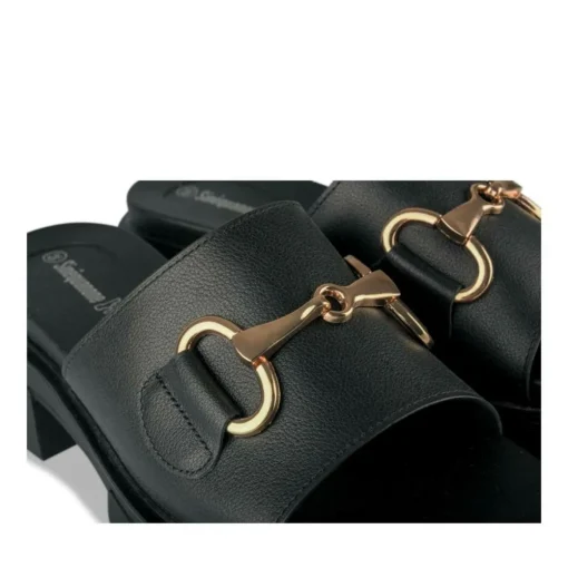 Mules NOIR Femme Motif Chaîne A Enfiler