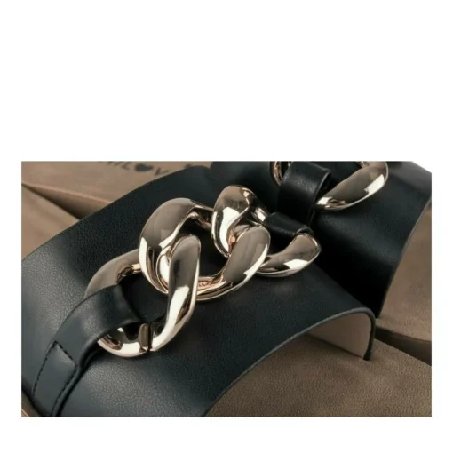 Mules NOIR Femme Motif Chaîne A Enfiler
