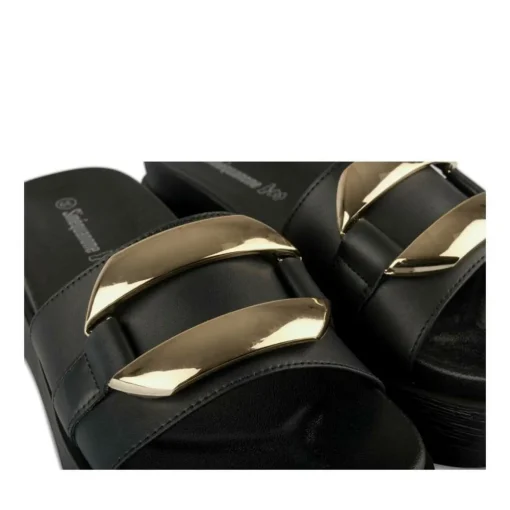 Mules NOIR Femme Motif Chaîne A Enfiler