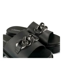 Mules NOIR Femme Motif Chaîne A Enfiler