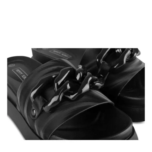 Mules NOIR Femme Motif Chaîne A Enfiler