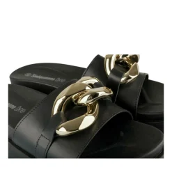 Mules NOIR Femme Motif Chaîne A Enfiler