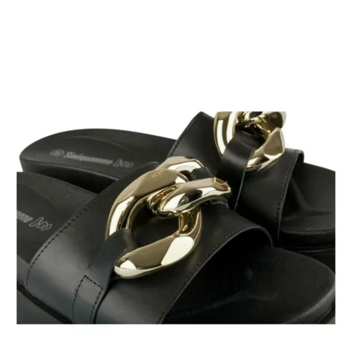 Mules NOIR Femme Motif Chaîne A Enfiler