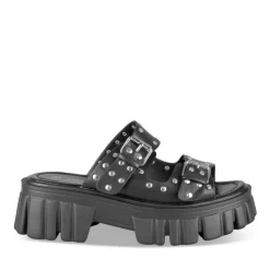 Mules NOIR Femme Motif Clouté A Enfiler