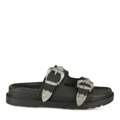 Mules NOIR Femme Motif Clouté A Enfiler