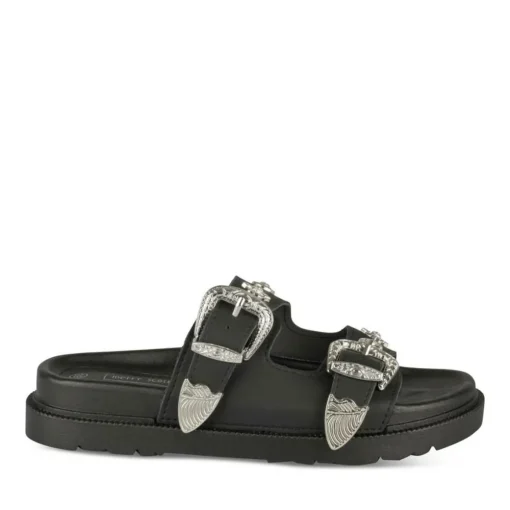 Mules NOIR Femme Motif Clouté A Enfiler