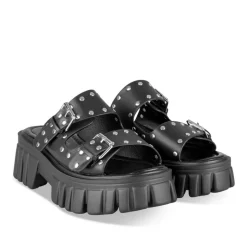 Mules NOIR Femme Motif Clouté A Enfiler