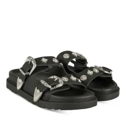 Mules NOIR Femme Motif Clouté A Enfiler