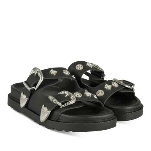 Mules NOIR Femme Motif Clouté A Enfiler