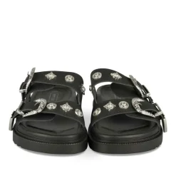 Mules NOIR Femme Motif Clouté A Enfiler