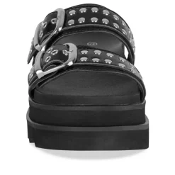 Mules NOIR Femme Motif Clouté A Enfiler