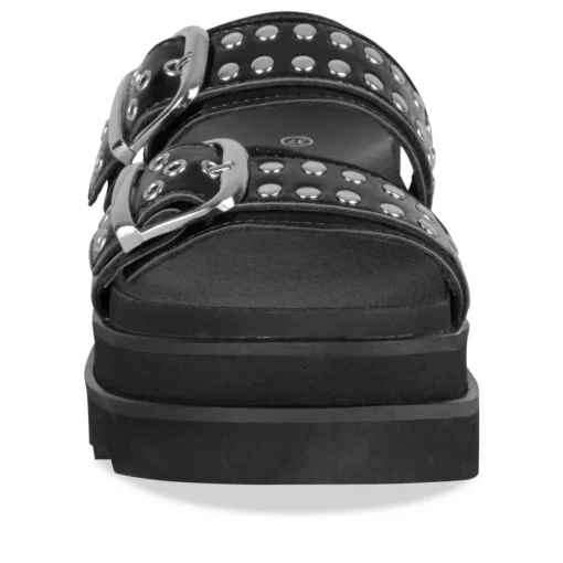 Mules NOIR Femme Motif Clouté A Enfiler
