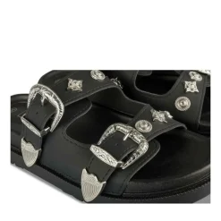 Mules NOIR Femme Motif Clouté A Enfiler
