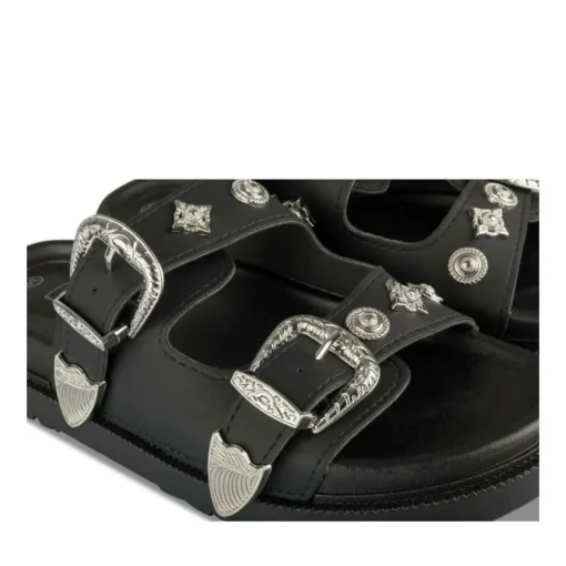 Mules NOIR Femme Motif Clouté A Enfiler