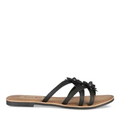 Mules NOIR Femme Motif Fleuri A Enfiler