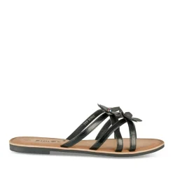 Mules NOIR Femme Motif Fleuri A Enfiler