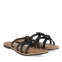 Mules NOIR Femme Motif Fleuri A Enfiler