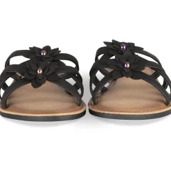 Mules NOIR Femme Motif Fleuri A Enfiler
