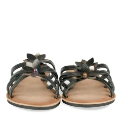 Mules NOIR Femme Motif Fleuri A Enfiler