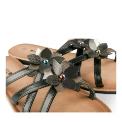 Mules NOIR Femme Motif Fleuri A Enfiler
