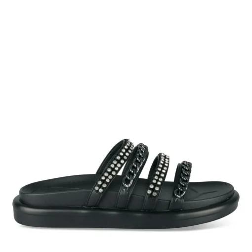 Mules NOIR Femme Motif Paillettes A Enfiler