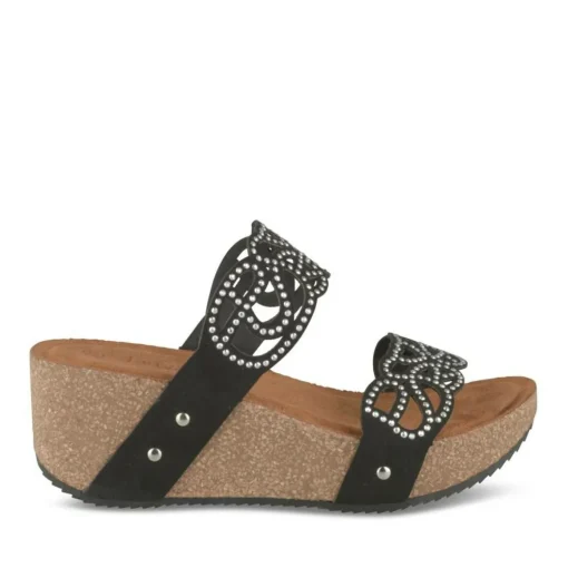 Mules NOIR Femme Motif Paillettes A Enfiler