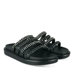 Mules NOIR Femme Motif Paillettes A Enfiler