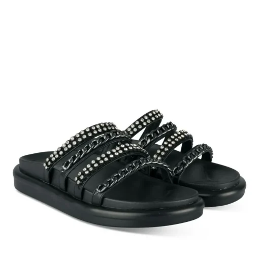 Mules NOIR Femme Motif Paillettes A Enfiler