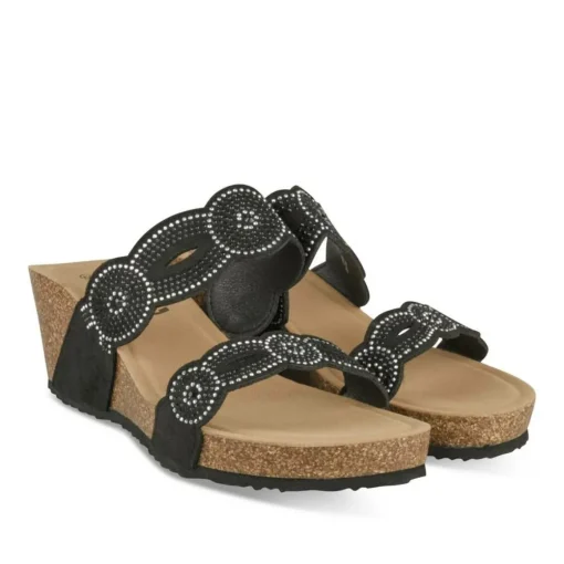 Mules NOIR Femme Motif Paillettes A Enfiler