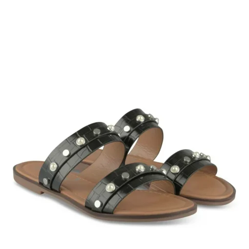 Mules NOIR Femme Motif Perle A Enfiler