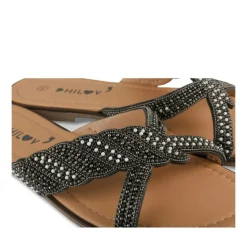 Mules NOIR Femme Motif Perle A Enfiler