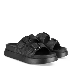 Mules NOIR Femme Motif Rayures A Enfiler