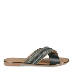 Mules NOIR Femme Motif Tressé A Enfiler