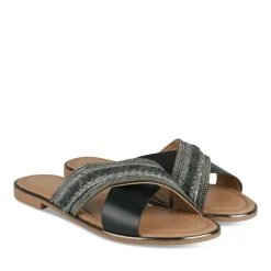 Mules NOIR Femme Motif Tressé A Enfiler