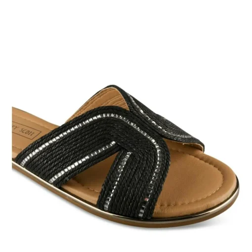 Mules NOIR Femme Motif Tressé A Enfiler