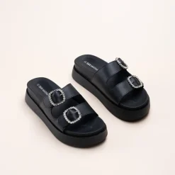 Mules NOIR Femme Motif Uni A Enfiler