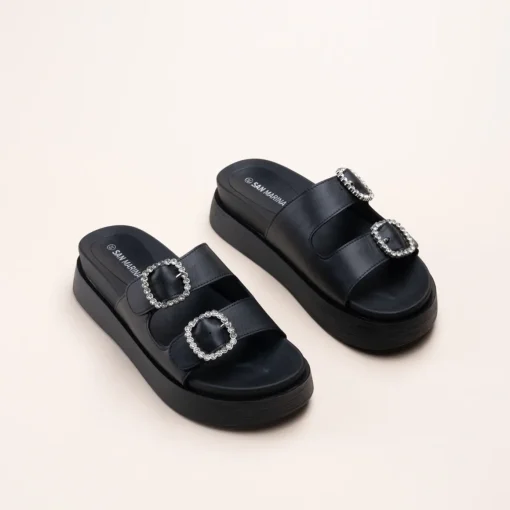 Mules NOIR Femme Motif Uni A Enfiler