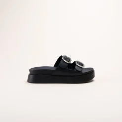 Mules NOIR Femme Motif Uni A Enfiler