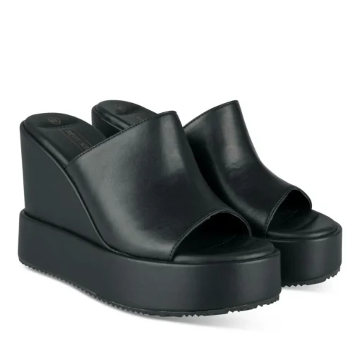 Mules NOIR Femme Motif Uni A Enfiler