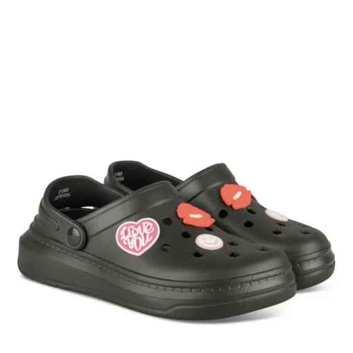 Mules NOIR Femme Motif Uni A Enfiler